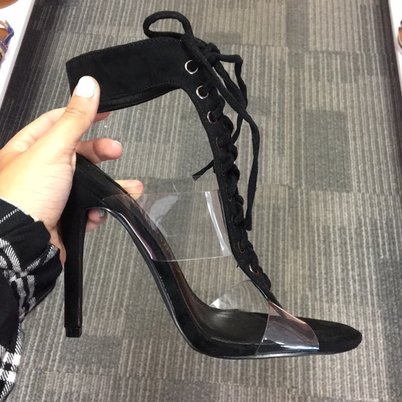 Black clear lace up heel - Picture 4 of 5